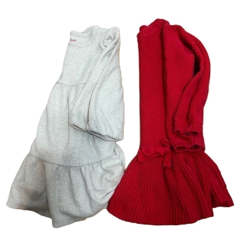4T Girls Dress Bundle Gap Cat & Jack Red Tan Cream Long Sleeve Knit Sweater Kids